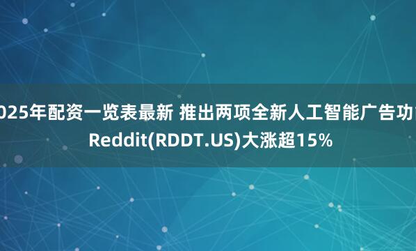 2025年配资一览表最新 推出两项全新人工智能广告功能 Reddit(RDDT.US)大涨超15%